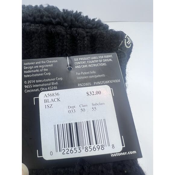 Isotoners Women's Mittens Fingerless Flaps Casual Knit Black Convertible - Picture 6 of 6